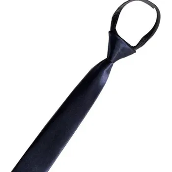 Kravata Jednobarevná úzká pánská kravata 48 x 5 cm Předvázaná kravata na gumičku Elegantní kravata pro dospělé Formální doplněk ke košili a obleku tmavě modrá