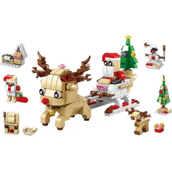 ostatní stavebnice Vánoční savebnice 6v1 s barevným světlem Stavební Santa&nbsp;se sobem 296 ks 18,8&nbsp;x 10,3 x 9,3 cm