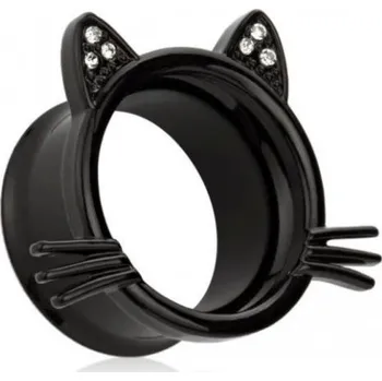 Piercing Roztomilý tunel do ucha - 2 ks černá 6 mm