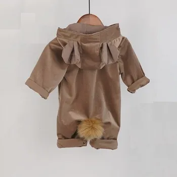 Kojenecký overal s ušima T2706 hnědá 6-12 měsíců