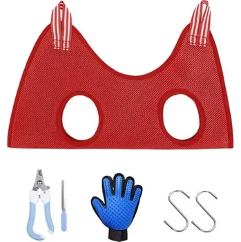 Kosmetika pro kočku Sada pro stříhání a zavěšení koček 6 - 10 kg červená