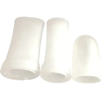 Vibrátor Sada 3 ks bílých silikonových návleků na penis velikosti S, M a L včetně 1 se špičkou, diskrétní balení