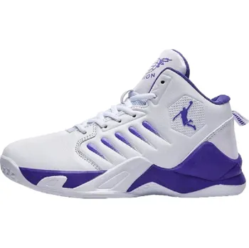 Pánské tenisky Pánské basketbalové boty Bílo-fialové boty Protiskluzová podrážka Pánské tenisky na sport Odpružení Prodyšné fialovo-bílá 45