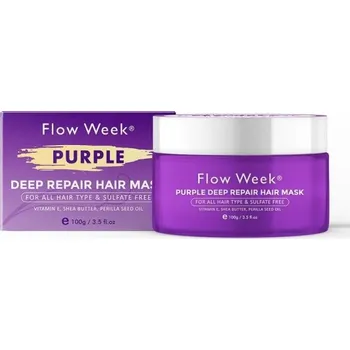 Vlasová regenerace Obnovující fialová maska na vlasy Hydratační vlasová péče s esenciálními oleji Maska na vlasy s výživou pro poškozené vlasy Vlasová maska s vitamínem E, bambuckým máslem a olejem z Perilly 100 g