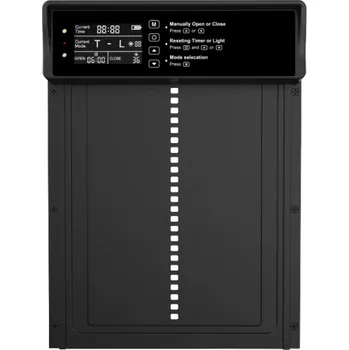 Příslušenství ke kleci pro ptáka Solární dvířka ke kurníku s časovačem a světelným senzorem Samootvírací slepičí dvířka s dálkovým ovladačem 33 x 24,3 cm