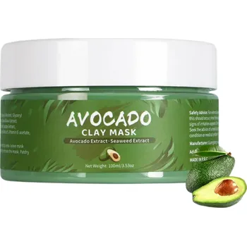 Pleťová maska Jílová bahenní pleťová maska 100 ml s avokádem Hydratační maska na černé tečky Bělící maska Hloubková bahenní péče o pleť
