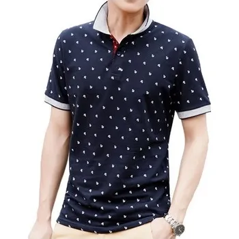 Pánské tričko Pánská polokošile s kotvami J2608 tmavě modrá M