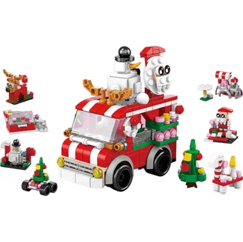 ostatní stavebnice Vánoční savebnice 6v1 s barevným světlem Stavební vánoční auto 273 ks 10,8&nbsp;x 9,6 x 6,4 cm