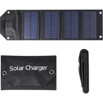 Skládací solární panel 60W USB 5V 610x180 mm Přenosná solární power banka s nabíjecím kabelem pro venkovní kempování a turistiku černá