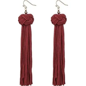 Náušnice Módní náušnice - Uzel s třásněmi J2577 červená
