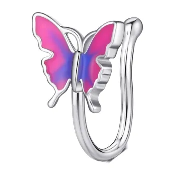Piercing Falešný piercing do nosu motýl N914 fialová