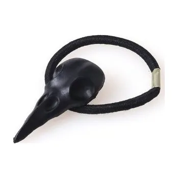 Gumička do vlasů s ptačí lebkou černá