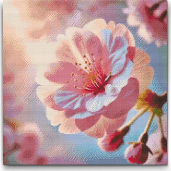 Diamantové malování Diamantové malování - Květ sakury Velikost: 50x50cm, Rámování: Pouze srolované plátno, Diamanty: Čtvercové