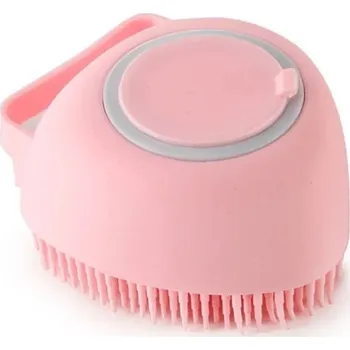Kosmetika pro psa Masážní koupací kartáč pro psy a kočky 8,5 x 5,5cm Vyčesávací kartáč se zásobníkem na šampon Kartáč na mytí srsti Ergonomický úchyt Péče o srst růžová