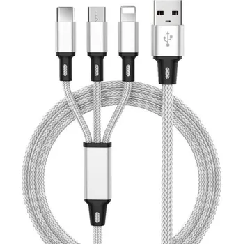 Datový kabel Nabíjecí kabel Micro USB / USB-C / Lightning stříbrná