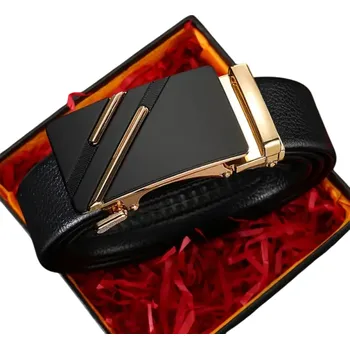 Opasek Pánský opasek z PU kůže 120 x 3,5 cm Automatická přezka Elegantní pásek do kalhot Nastavitelný obvod Stylový módní doplněk pro muže