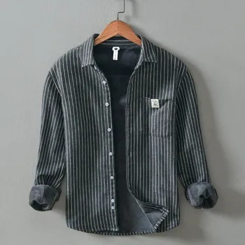 Pánská košile Pánská pruhovaná košile F789 černá S