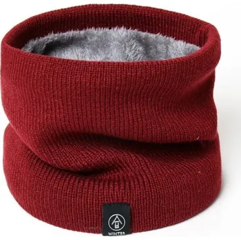 Šála Zimní nákrčník s kožíškem A1 vínová