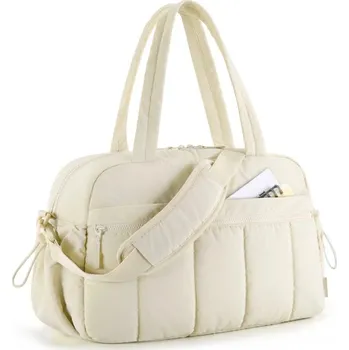 Sportovní taška Dámská voděodolná cestovní taška 42 x 19 x 30 cm Sportovní taška do tělocvičny Lehká kabelka přes rameno Víkendová taška na oblečení béžova