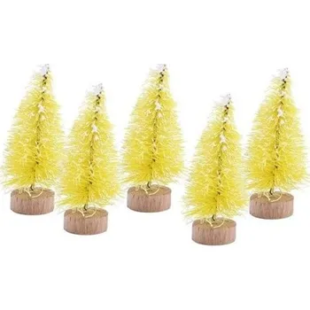 Vánoce Dekorační stromečky 5 cm 5 ks žlutá