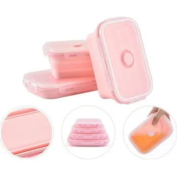 Sada skládacích obědových boxů 4 ks růžová