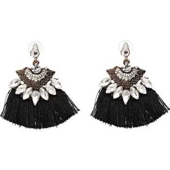 Náušnice Elegantní náušnice ve tvaru vějíře J3491 tmavě modrá