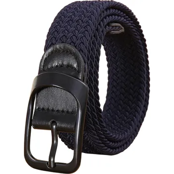 Opasek Tkaný pásek 110 x 3,2 cm Pánský elastický opasek do kalhot s pevnou přezkou ze slitiny Stylový doplněk na běžné nošení Praktičnost a pohodlí tmavě modrá