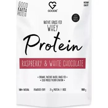Protein Goodie Nativní syrovátkový protein BIO GrassFed - Malina a bílá čokoláda / Native GrassFed Whey protein - 1000 g