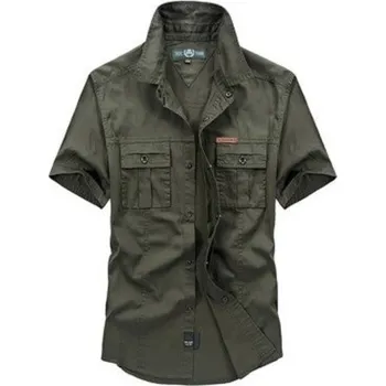 Pánská košile Pánská košile s krátkým rukávem F759 armádní zelená XL