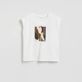 Dámské tričko Reserved - Tričko se strukturovaným potiskem - bílá - ZS236-00X - ZS236-00X-XS