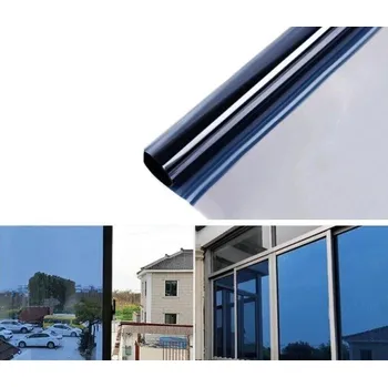 Roleta Jednosměrná okenní fólie 90 x 300 cm Samolepicí fólie na okna Ochrana soukromí Zrcadlový efekt UV filtr Bytová fólie modrá