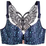 Leopardí podprsenka se zapínáním vpředu modrá 75E