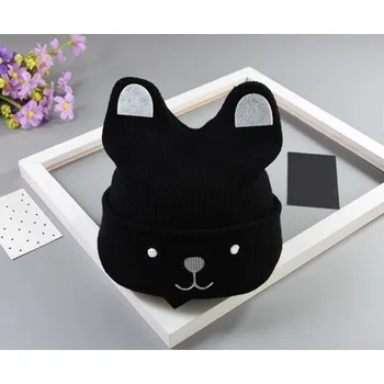 Pokrývka hlavy Dětská zimní čepice ve tvaru pejska J2472 černá