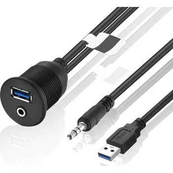 Prodlužovací kabel USB 3.0 / 3,5mm jack do auta 1 m