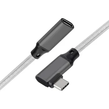 Datový kabel Prodlužovací lomený kabel USB-C 3.1 M/F šedá 20 cm