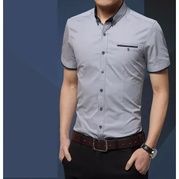 Pánská košile Pánská košile s krátkým rukávem šedá 3XL