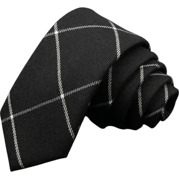 Kravata Pánská bavlněná károvaná kravata 145 x 6 cm Elegantní úzká kravata Moderní vzorovaná kravata Stylový doplněk pro muže na pracovní i společenské akce černá