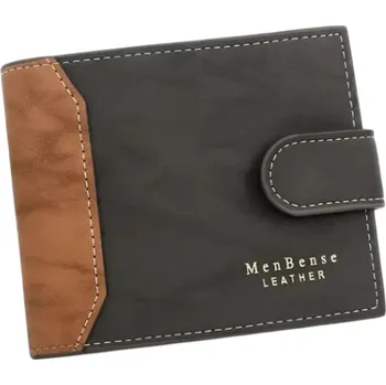 Pánská peněženka na patent 12,5 x 9,5 cm PU kůže Neutrální barvy Přihrádky na karty Kapsička na zip Elegantní praktická peněženka pro muže černá