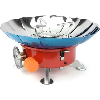 Kempingové nádobí Větruodolný přenosný venkovní vařič 2800W 20,5x9 cm Skládací plynový hořák Průměr 10 cm Velikost 12x11 cm Úložný vak Kempování Turistika