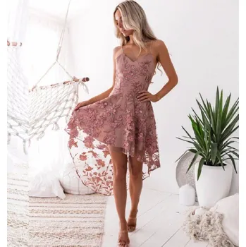 Dámské šaty Krajkové šaty růžové XS