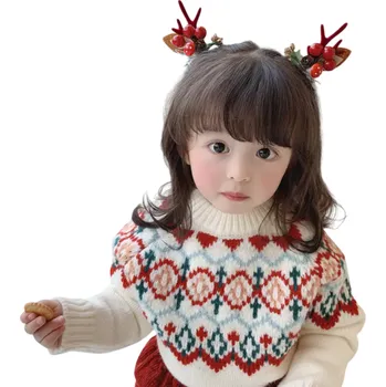 2 ks Dětské sponky do vlasů Sobí parohy a uši Vánoční vlasové doplňky Roztomilé sponky s ovocem a šiškami Zimní ozdoby do vlasů