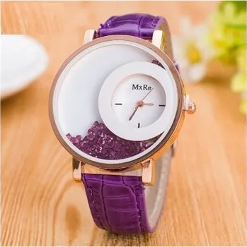 Hodinky Stylové dámské hodinky s hodinami v ciferníku J3176 fialová