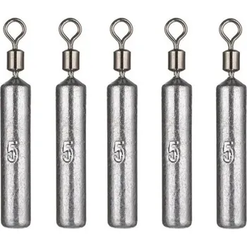 Rybářské olověné závaží válcovité s obratlíkem 5 ks 5 g Olůvka na ryby Stabilní potápění Daleké nahazování Zátěž na lov velkých ryb