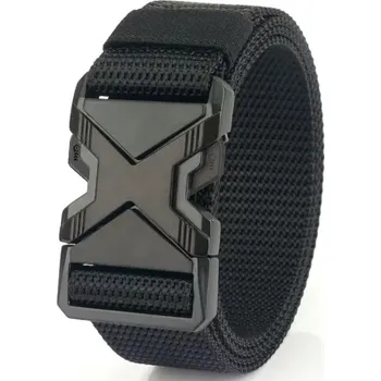 Opasek Nylonový pletený pánský pásek 125 x 3,8 cm Prodyšný sportovní opasek s přezkou Nastavitelný lehký pásek k džínům Kraťasům Uniformám černá