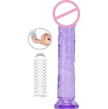 Vibrátor Dildo 19x4 cm s realistickým žilkováním a přísavkou pro vaginální i anální potěšení diskrétní balení fialová