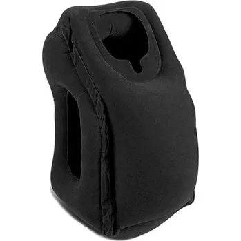 Nafukovací cestovní polštář pro podporu krku a hlavy černá