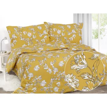 Povlečení Dreamy Linens Povlečení saténové, hořčicové Lilie Rozměry: 220 x 140 cm