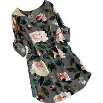 Dámské šaty Květované volné šaty šedá L