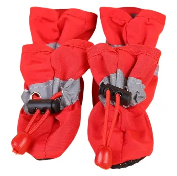 Obleček pro psa 4ks voděodolné psí boty velikost L pro 3,5-5 kg psa Ochranné botičky pro psy Proti horku, mrazu, soli a poranění Bezpečnostní obuv pro malé psy červená