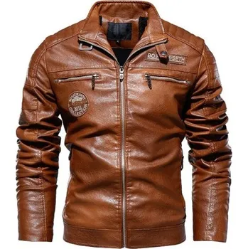 Pánská větrovka Pánská kožená bunda S44 světle hnědá S